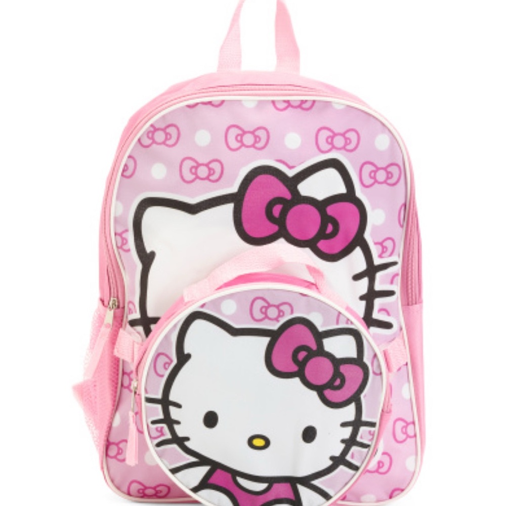 Hello Kitty Pink Backpack with detachable insulated lunch bag